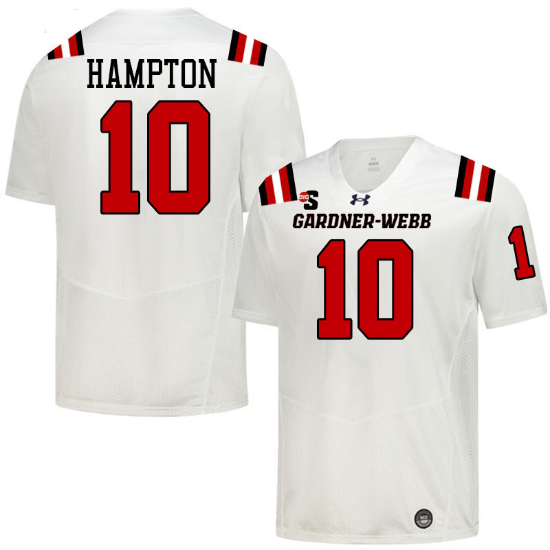 Gardner-Webb Runnin' Bulldogs #10 Nate Hampton College Football Jerseys,Uniforms-White